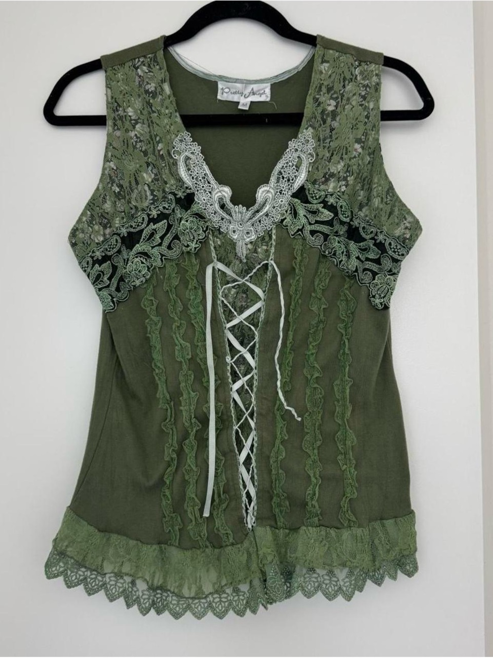 Pretty angel Green corset lace fairy core top - Picture 5 of 8
